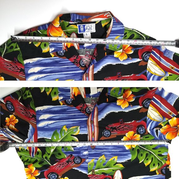 Vintage Hotrod Classic Car Men's HAWAIIAN SHIRT Styled by RJC Made in Hawaii L - Picture 11 of 12